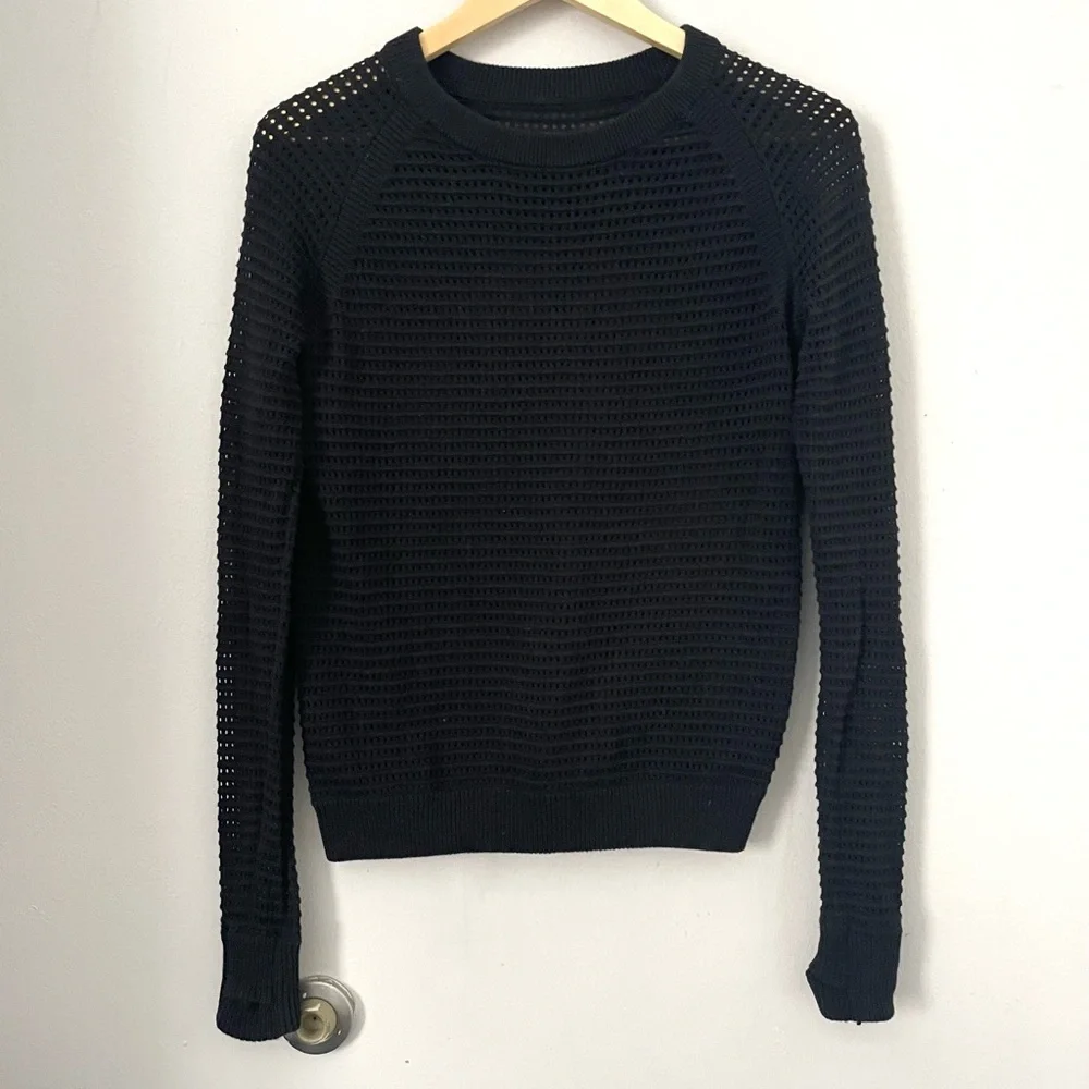 Lululemon Devi Crew Pointelle Black Pullover Sweater